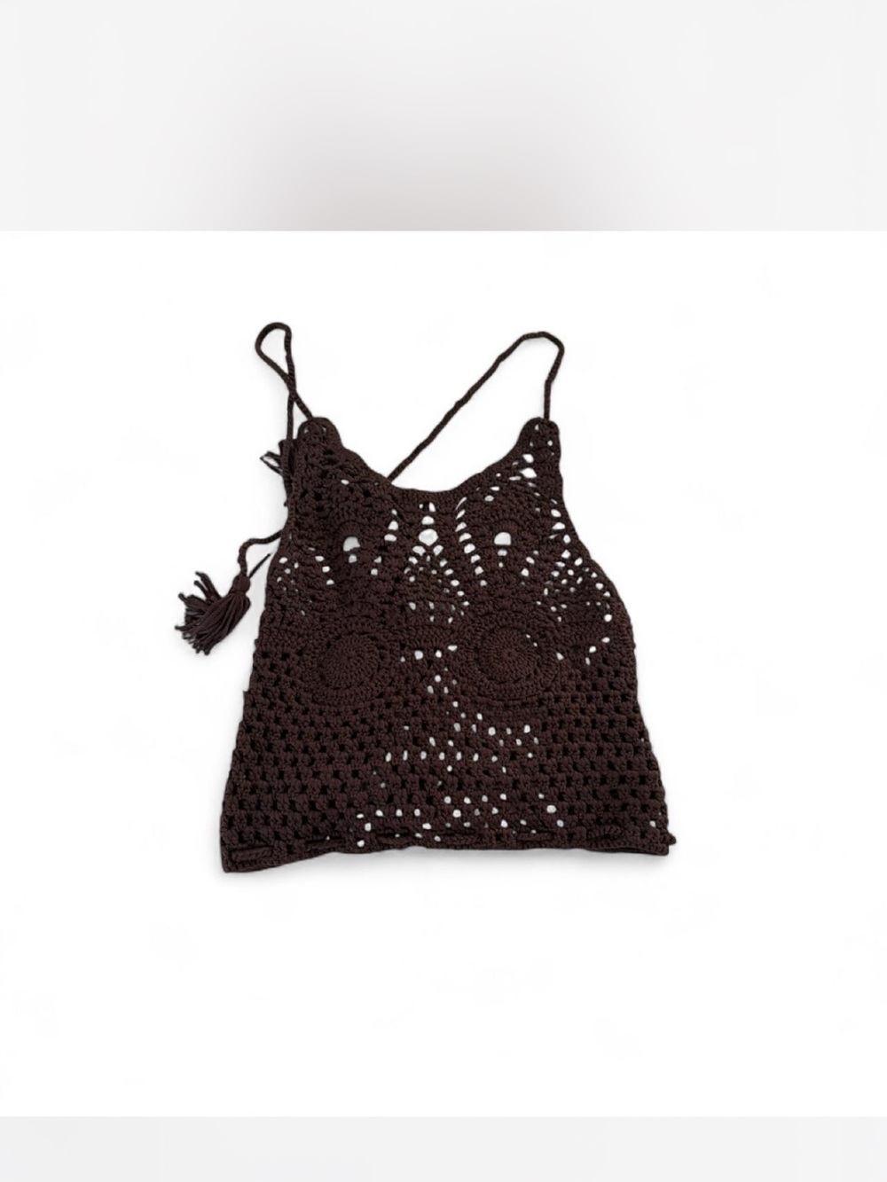 Urban Outfitters Dark Brown Crochet Camisole with Tie Straps